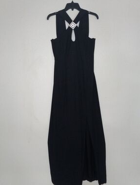 Cache Black Halter Maxi Dress with Keyhole Accent Size 10